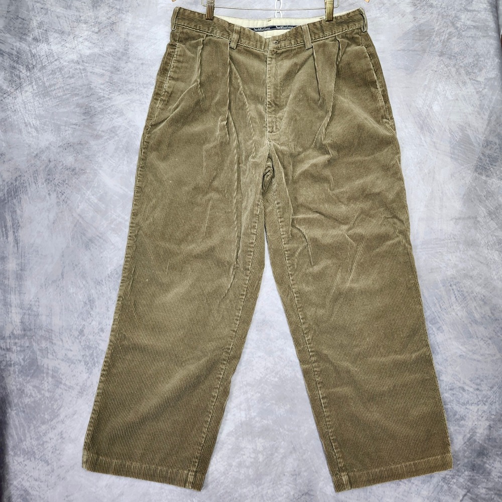 Vintage Polo Ralph Lauren Corduroy Andrew Pant Mens 35x28 Pleated Wide-Wale USA